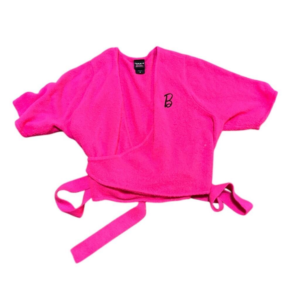 3X Barbie x Torrid Pink Wrap Top Logo Terrycloth Lounge Shirt